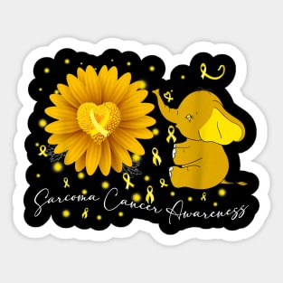 Yellow Ribbon Daisy Flower Elephant Sarcoma Cancer Awareness Sticker